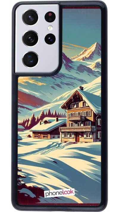 Coque Samsung Galaxy S21 Ultra 5G - Chalet montagne enneigée