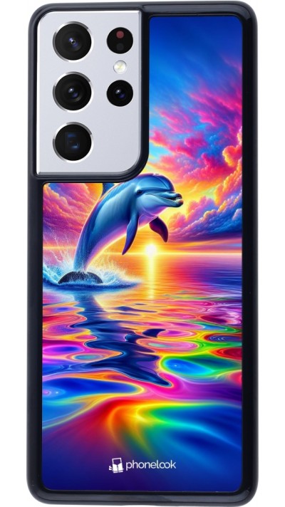 Samsung Galaxy S21 Ultra 5G Case Hülle - Glücklicher Regenbogen-Delfin