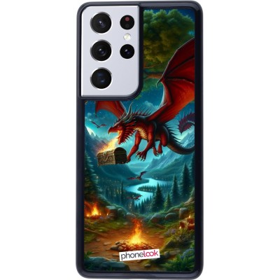 Coque Samsung Galaxy S21 Ultra 5G - Dragon Volant Forêt Trésor