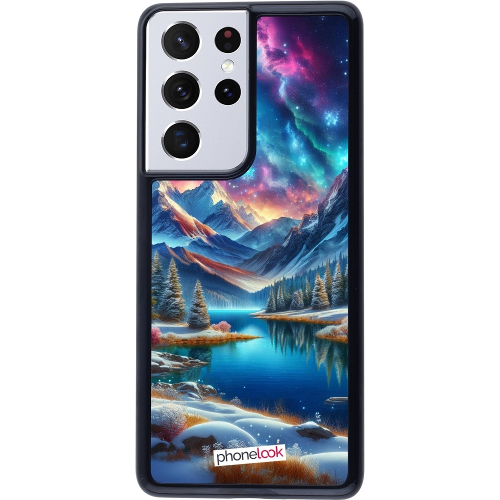 Coque Samsung Galaxy S21 Ultra 5G - Fantasy Mountain Lake Sky Stars