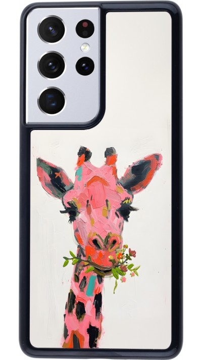 Coque Samsung Galaxy S21 Ultra 5G - Pink Girafe Paint