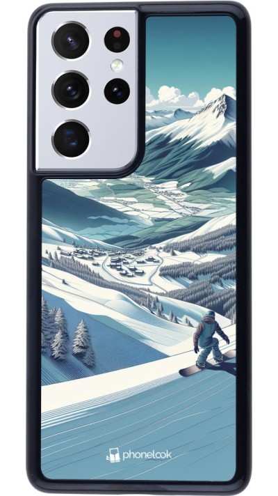 Coque Samsung Galaxy S21 Ultra 5G - Snowboarder Montagne