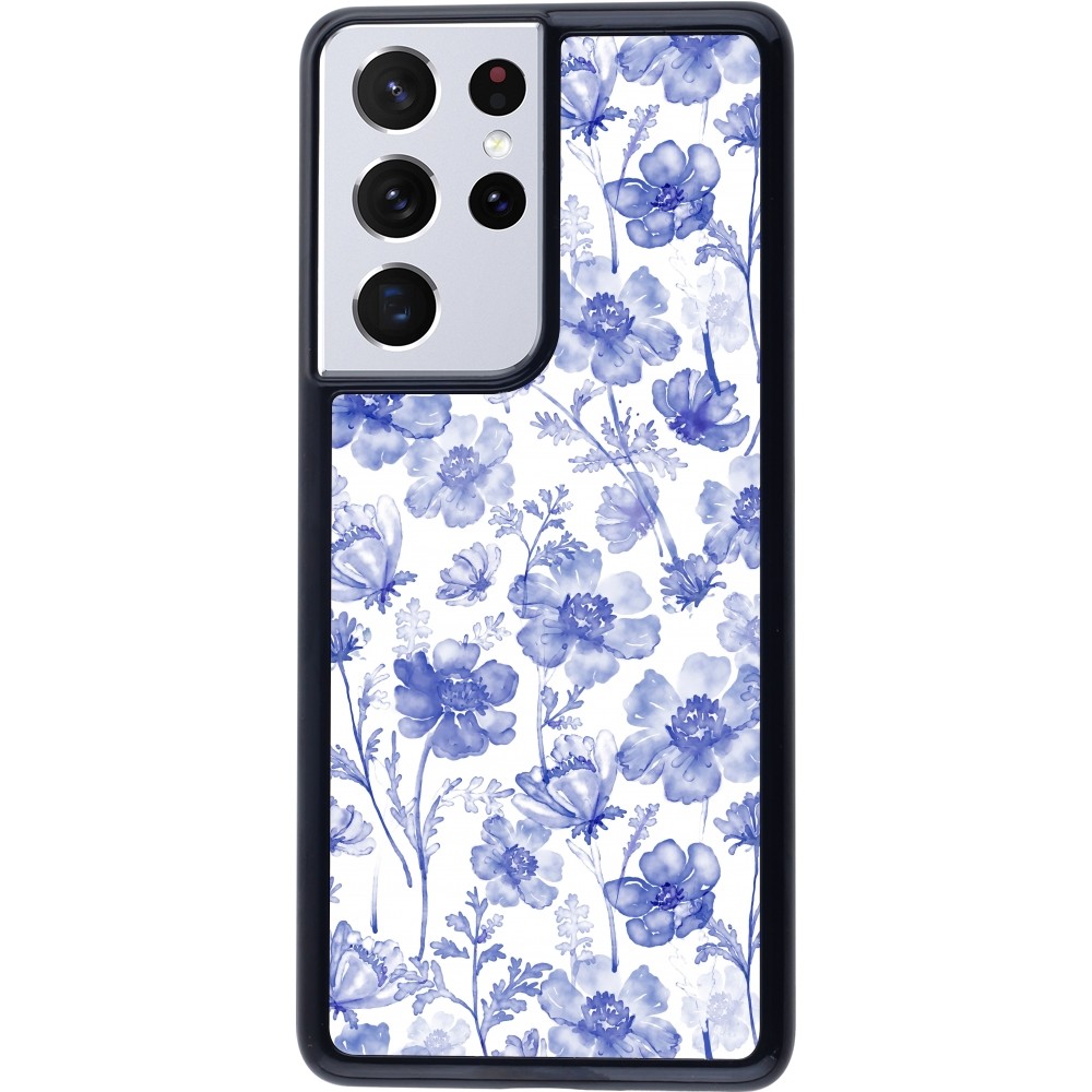 Coque Samsung Galaxy S21 Ultra 5G - Spring 23 watercolor blue flowers