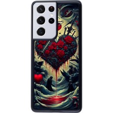 Coque Samsung Galaxy S21 Ultra 5G - Dark Love Coeur Sang