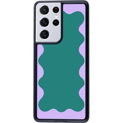 Coque Samsung Galaxy S21 Ultra 5G - Wavy Rectangle Green Purple