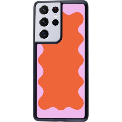 Coque Samsung Galaxy S21 Ultra 5G - Wavy Rectangle Orange Pink