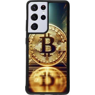 Coque Samsung Galaxy S21 Ultra 5G - Silicone rigide noir Bitcoin Standing