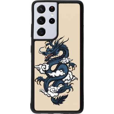 Coque Samsung Galaxy S21 Ultra 5G - Silicone rigide noir Blue Dragon Tattoo