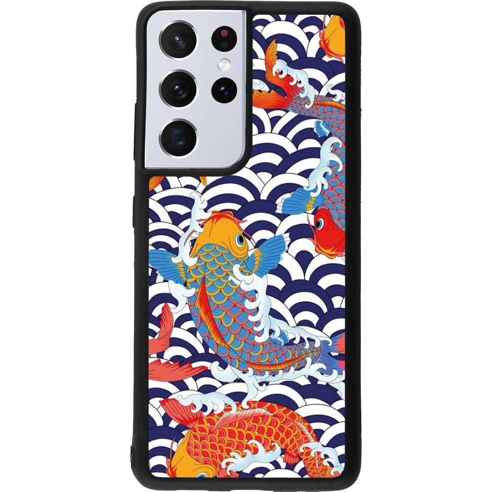 Coque Samsung Galaxy S21 Ultra 5G - Silicone rigide noir Easter 2023 japanese fish