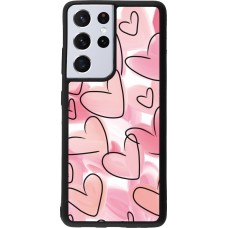 Coque Samsung Galaxy S21 Ultra 5G - Silicone rigide noir Easter 2023 pink hearts