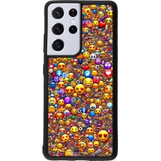 Coque Samsung Galaxy S21 Ultra 5G - Silicone rigide noir Emoji mixed