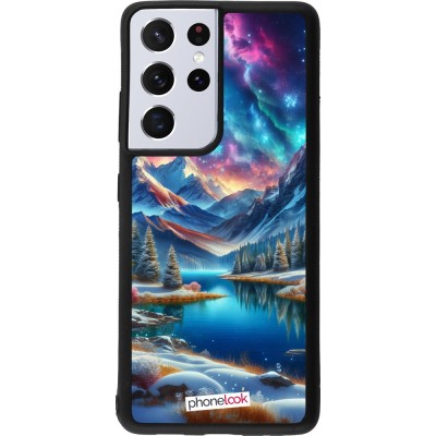 Coque Samsung Galaxy S21 Ultra 5G - Silicone rigide noir Fantasy Mountain Lake Sky Stars