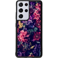 Coque Samsung Galaxy S21 Ultra 5G - Silicone rigide noir Flowers Dark