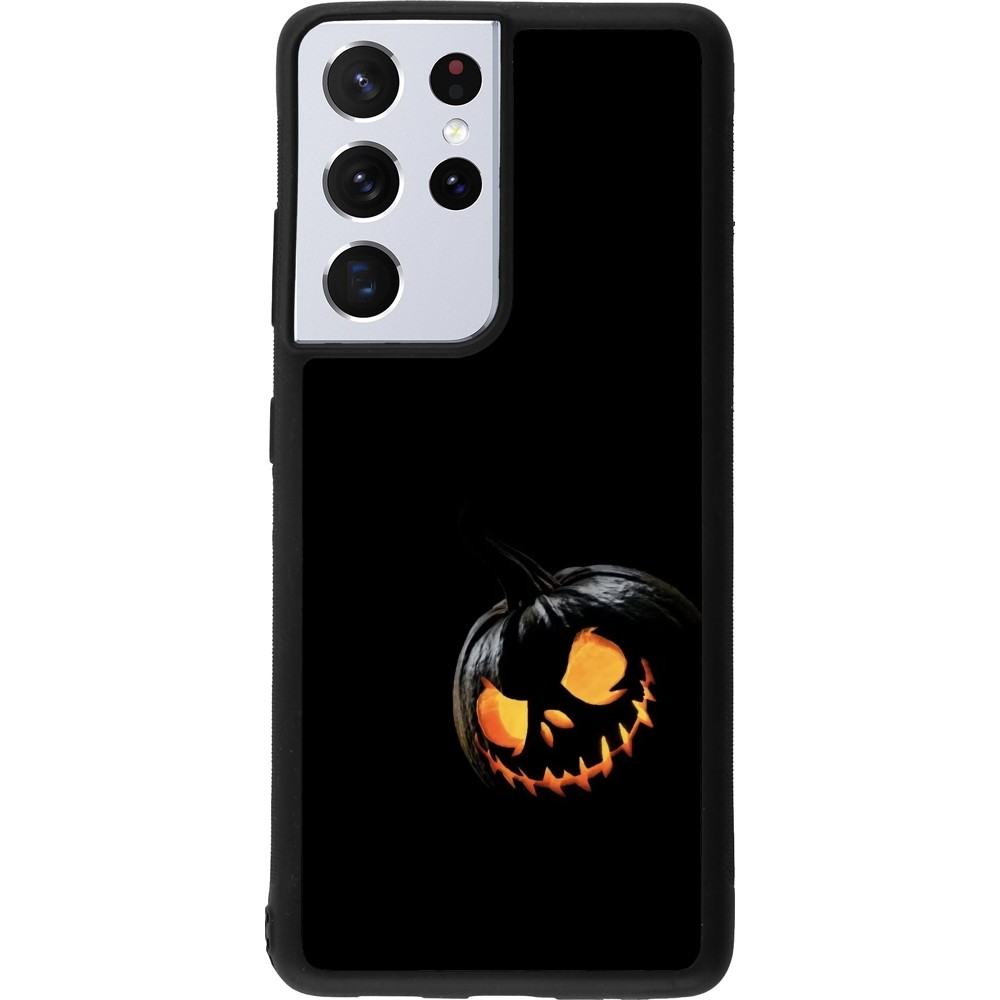 Coque Samsung Galaxy S21 Ultra 5G - Silicone rigide noir Halloween 2023 discreet pumpkin