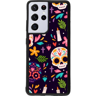 Coque Samsung Galaxy S21 Ultra 5G - Silicone rigide noir Halloween 2023 mexican style