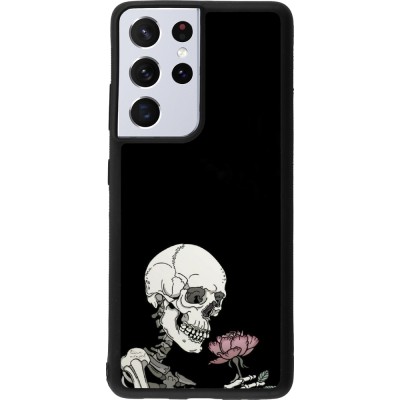 Coque Samsung Galaxy S21 Ultra 5G - Silicone rigide noir Halloween 2023 rose and skeleton