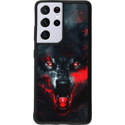 Coque Samsung Galaxy S21 Ultra 5G - Silicone rigide noir Halloween 2024 mad werewolf