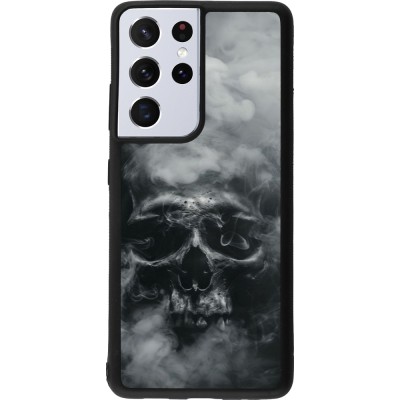 Coque Samsung Galaxy S21 Ultra 5G - Silicone rigide noir Halloween 2024 smoky skull