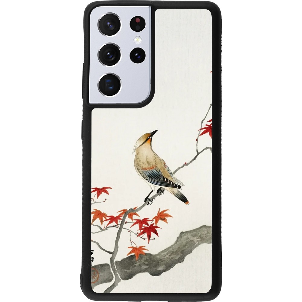 Coque Samsung Galaxy S21 Ultra 5G - Silicone rigide noir Japanese Bird