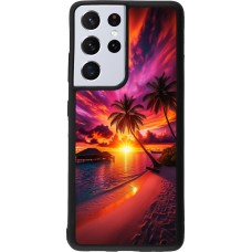 Coque Samsung Galaxy S21 Ultra 5G - Silicone rigide noir Maldives Dusk Bliss