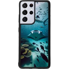 Coque Samsung Galaxy S21 Ultra 5G - Silicone rigide noir Manta Lagon Nettoyage