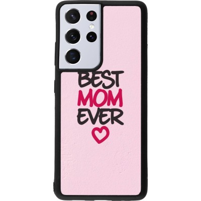 Coque Samsung Galaxy S21 Ultra 5G - Silicone rigide noir Mom 2023 best Mom ever pink