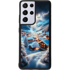 Coque Samsung Galaxy S21 Ultra 5G - Silicone rigide noir Mont Neige Lumière