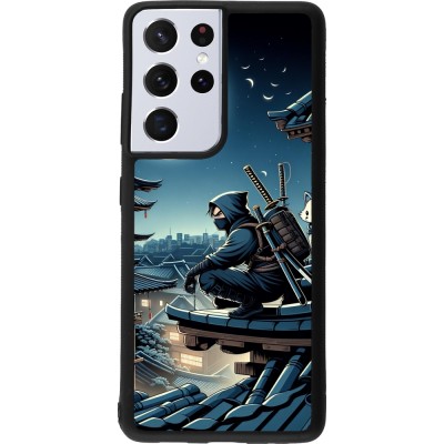 Coque Samsung Galaxy S21 Ultra 5G - Silicone rigide noir Ninja sous la lune