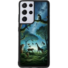 Coque Samsung Galaxy S21 Ultra 5G - Silicone rigide noir Paradis des animaux exotiques