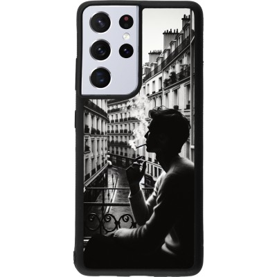 Coque Samsung Galaxy S21 Ultra 5G - Silicone rigide noir Parisian Smoker