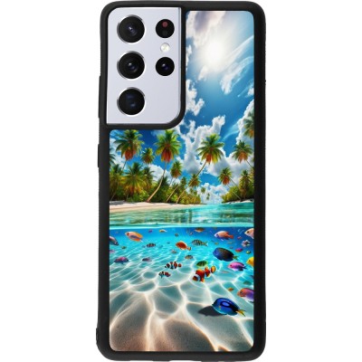 Coque Samsung Galaxy S21 Ultra 5G - Silicone rigide noir Plage Paradis