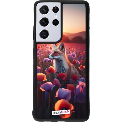 Coque Samsung Galaxy S21 Ultra 5G - Silicone rigide noir Renard pourpre au crépuscule