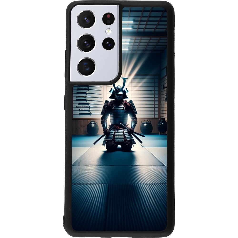 Coque Samsung Galaxy S21 Ultra 5G - Silicone rigide noir Samouraï en prière