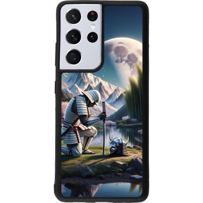 Coque Samsung Galaxy S21 Ultra 5G - Silicone rigide noir Samurai Katana Lune