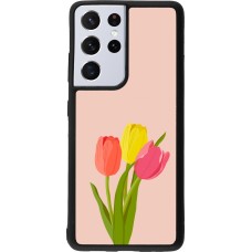 Coque Samsung Galaxy S21 Ultra 5G - Silicone rigide noir Spring 23 tulip trio