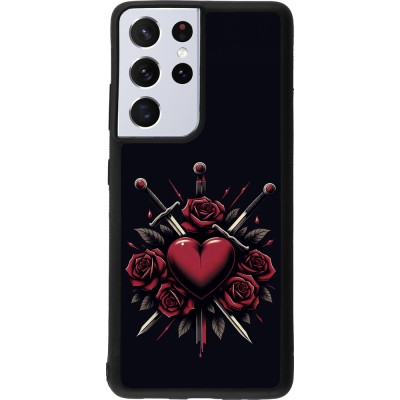 Coque Samsung Galaxy S21 Ultra 5G - Silicone rigide noir Valentine 2024 gothic love