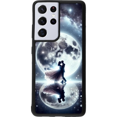 Coque Samsung Galaxy S21 Ultra 5G - Silicone rigide noir Valentine 2024 Love under the moon