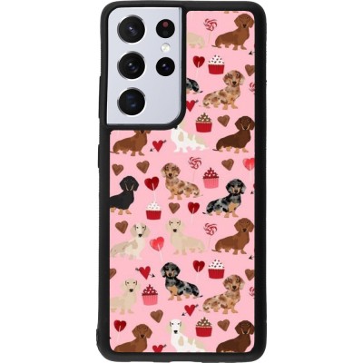 Coque Samsung Galaxy S21 Ultra 5G - Silicone rigide noir Valentine 2024 puppy love