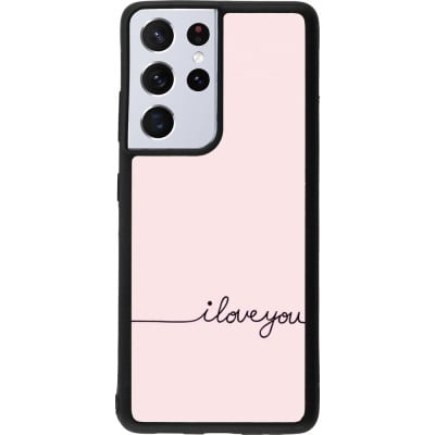 Coque Samsung Galaxy S21 Ultra 5G - Silicone rigide noir Valentine 2023 i love you writing