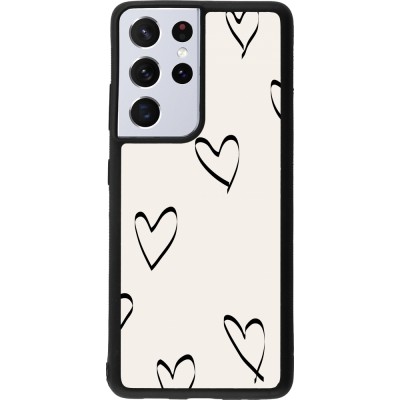 Coque Samsung Galaxy S21 Ultra 5G - Silicone rigide noir Valentine 2023 minimalist hearts