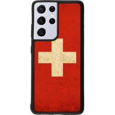 Coque Samsung Galaxy S21 Ultra 5G - Silicone rigide noir Vintage Flag SWISS