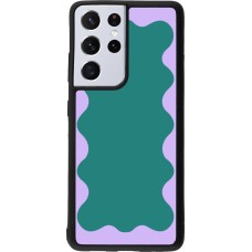 Coque Samsung Galaxy S21 Ultra 5G - Silicone rigide noir Wavy Rectangle Green Purple