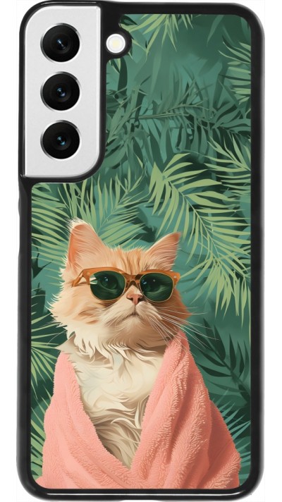 Coque Samsung Galaxy S22 - Cat Summer Palms