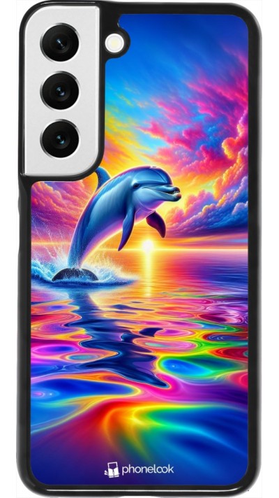 Coque Samsung Galaxy S22 - Dauphin arc-en-ciel heureux