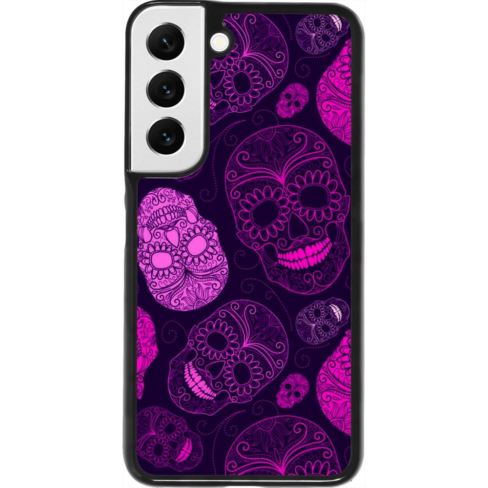 Samsung Galaxy S22 Case Hülle - Halloween 2023 pink skulls