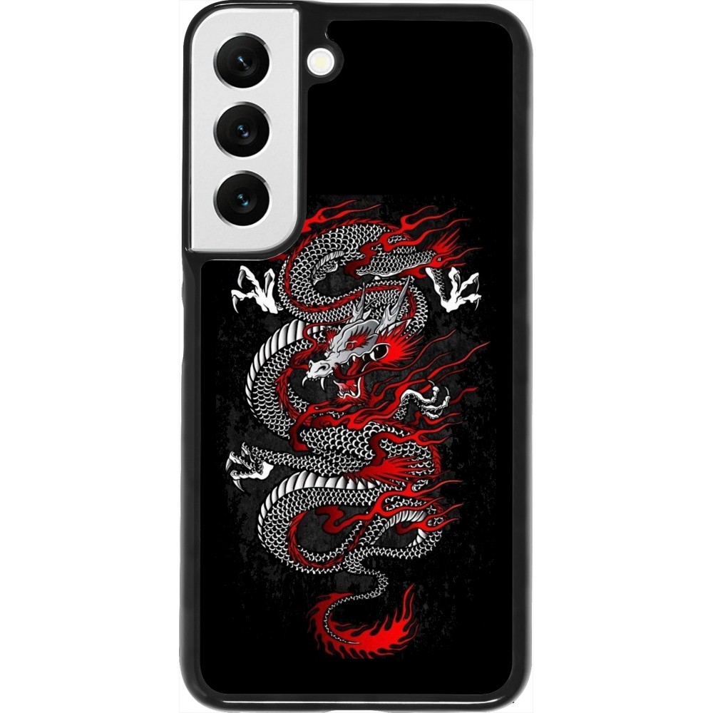 Samsung Galaxy S22 Case Hülle - Japanese style Dragon Tattoo Red Black