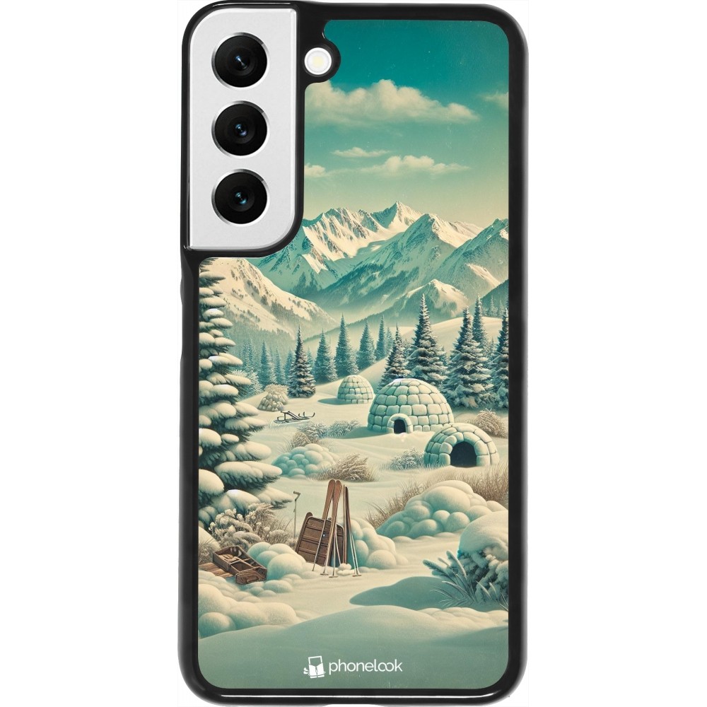 Coque Samsung Galaxy S22 - Vintage Snowy Mountain Igloo