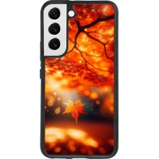 Coque Samsung Galaxy S22 - Silicone rigide noir Automne Magique Orange