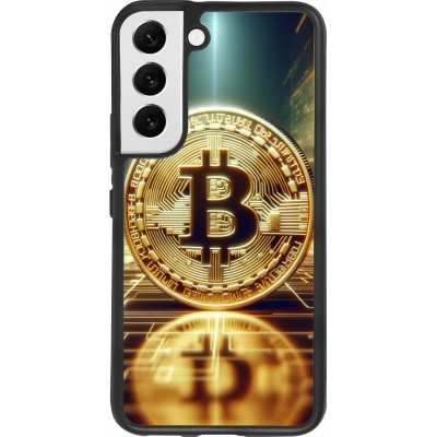 Coque Samsung Galaxy S22 - Silicone rigide noir Bitcoin Standing