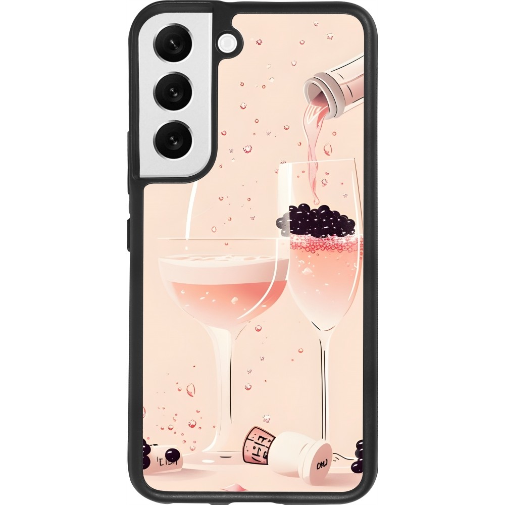 Coque Samsung Galaxy S22 - Silicone rigide noir Champagne Pouring Pink